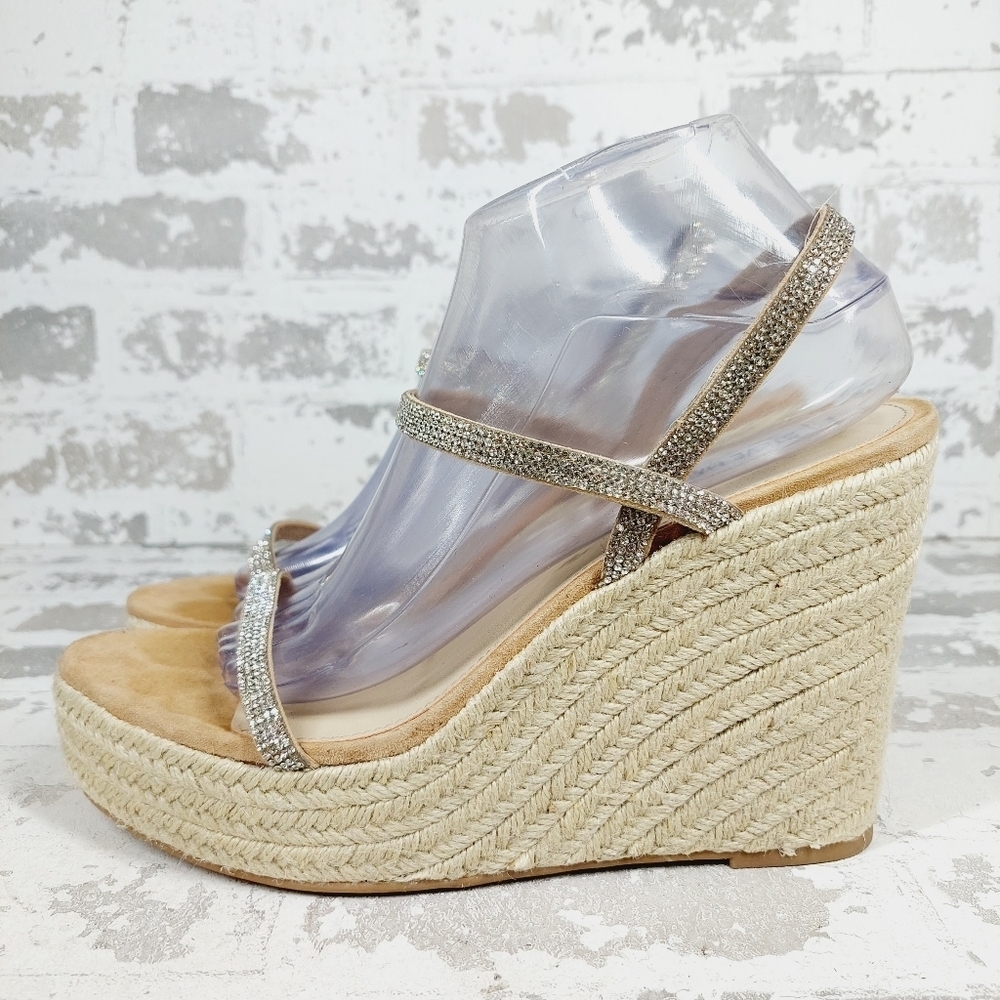 Steve Madden Women's Skylight Rhinestones Espadrille Wedge Sandals D422